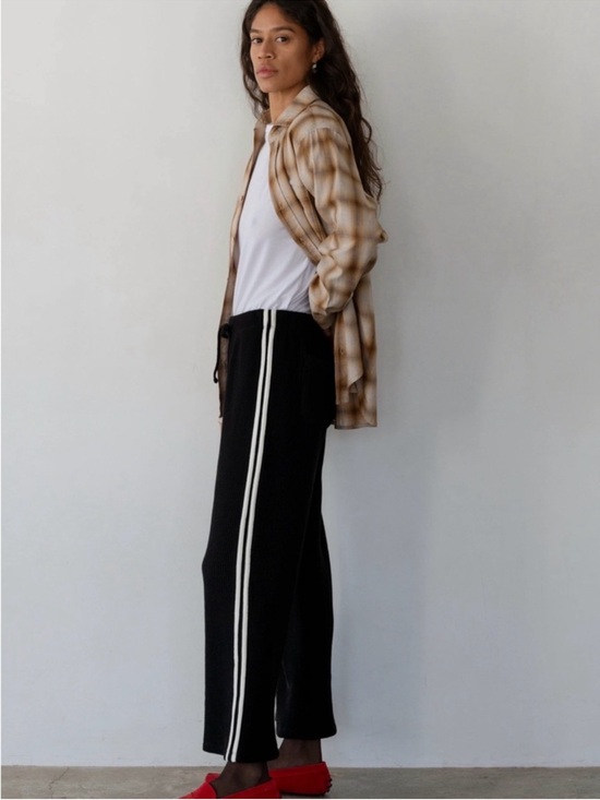 DONNI. Pants - DONNI Thermal Crop Stripe Pant Jet Black Size Small